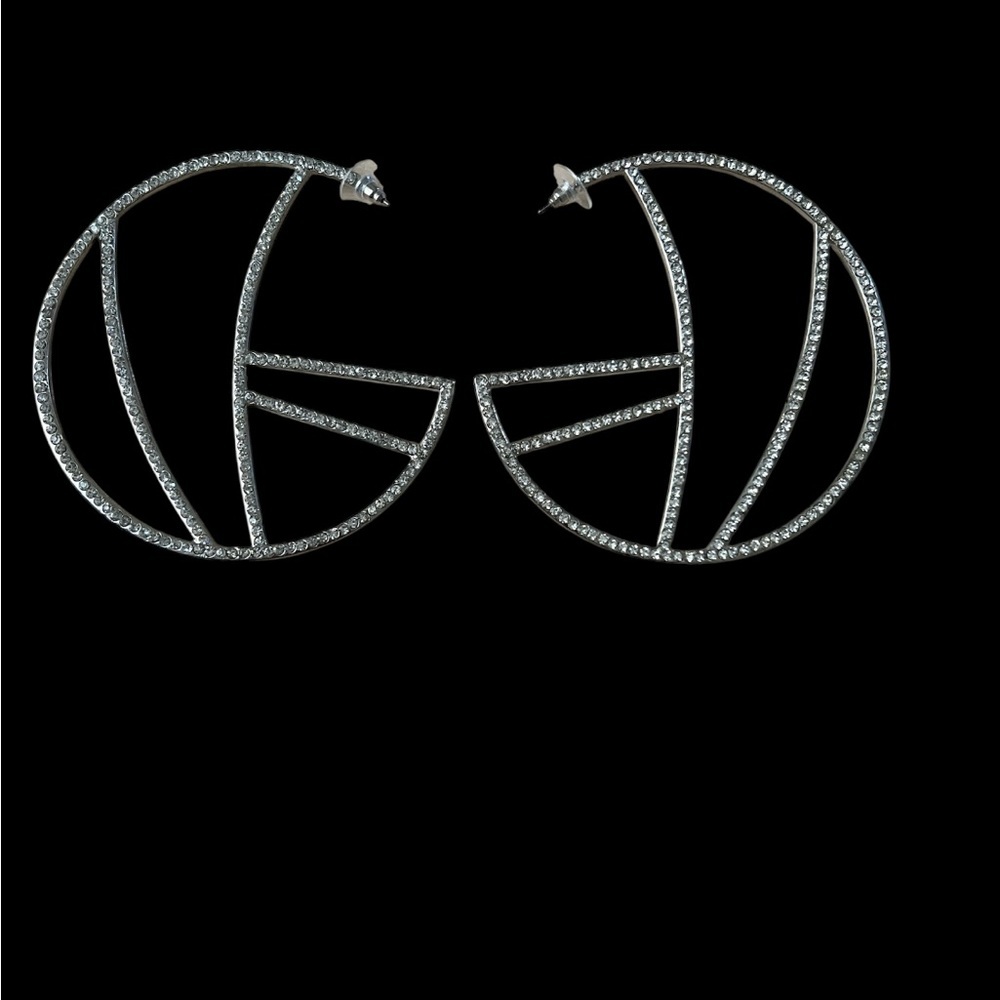 Silver Rhinestone Hoop Earrings